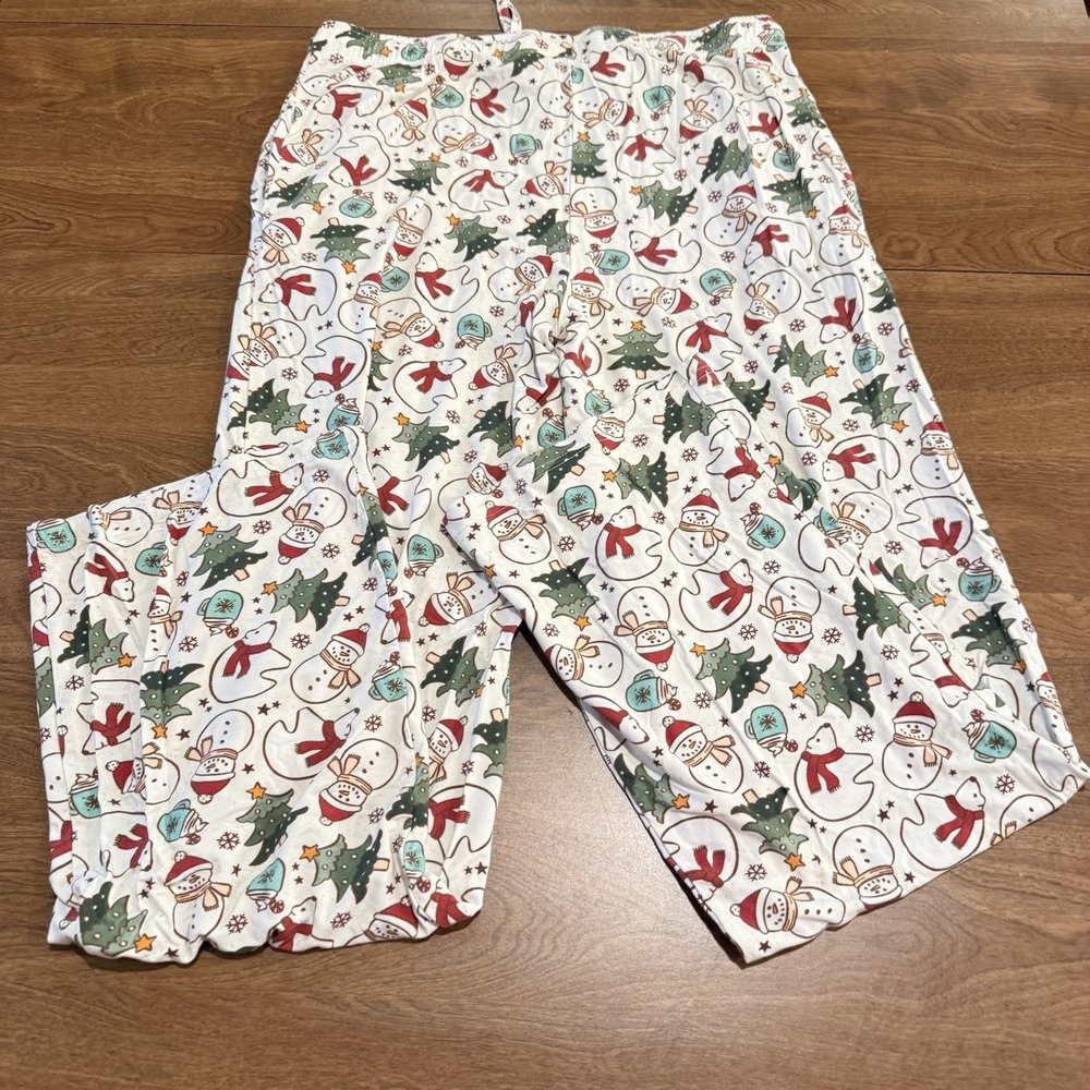 Caden Lane Pants Womens L Lounge PJ Pants Christmas Bamboo Santa Snowman